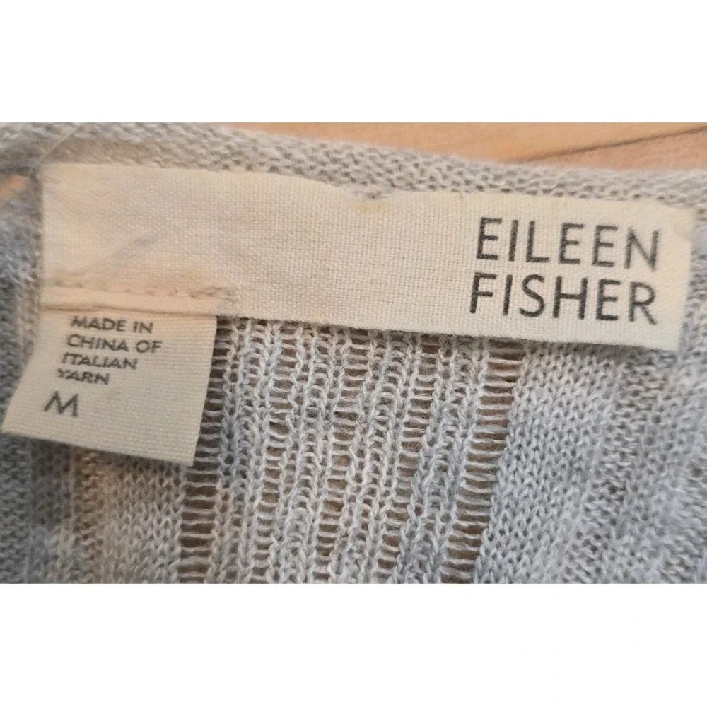 Eileen Fisher gray Italian Yarn knit cardigan sweater Lagenlook SZ M Retail $198